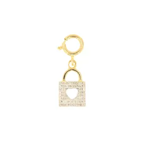 10k Yellow Gold and Diamond 'Lock With Heart Opening' Charm - 10022