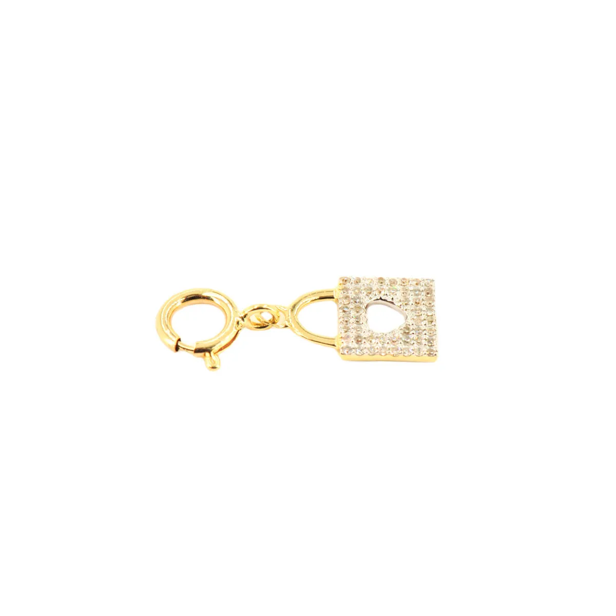 10k Yellow Gold and Diamond 'Lock With Heart Opening' Charm - 10022