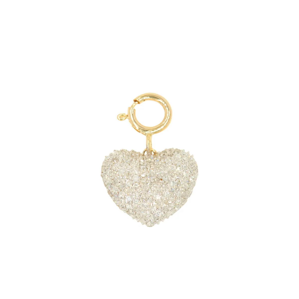 10k Yellow gold and Diamond Puff Heart Charm - 10055