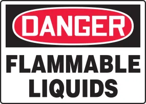 10" X 14" Black, Red And White Adhesive Poly Chemicals And Hazardous Materials Sign "DANGER FLAMMABLE LIQUIDS"