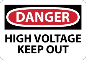 10" X 14" Black, Red And White Aluminum Electrical Sign "DANGER HIGH VOLTAGE KEEP OUT"