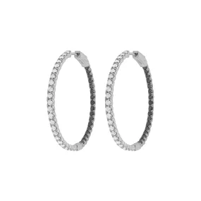 14K GOLD BLACK AND WHITE DIAMOND MEDIUM AMELIA HOOPS