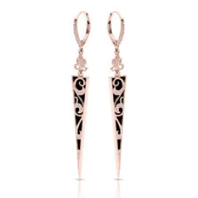 14K Rose Gold, Onyx and Diamond Earrings