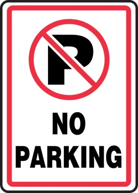 14" X 10" Red, Black And White Adhesive Dura-Poly Safety Signs "NO PARKING"