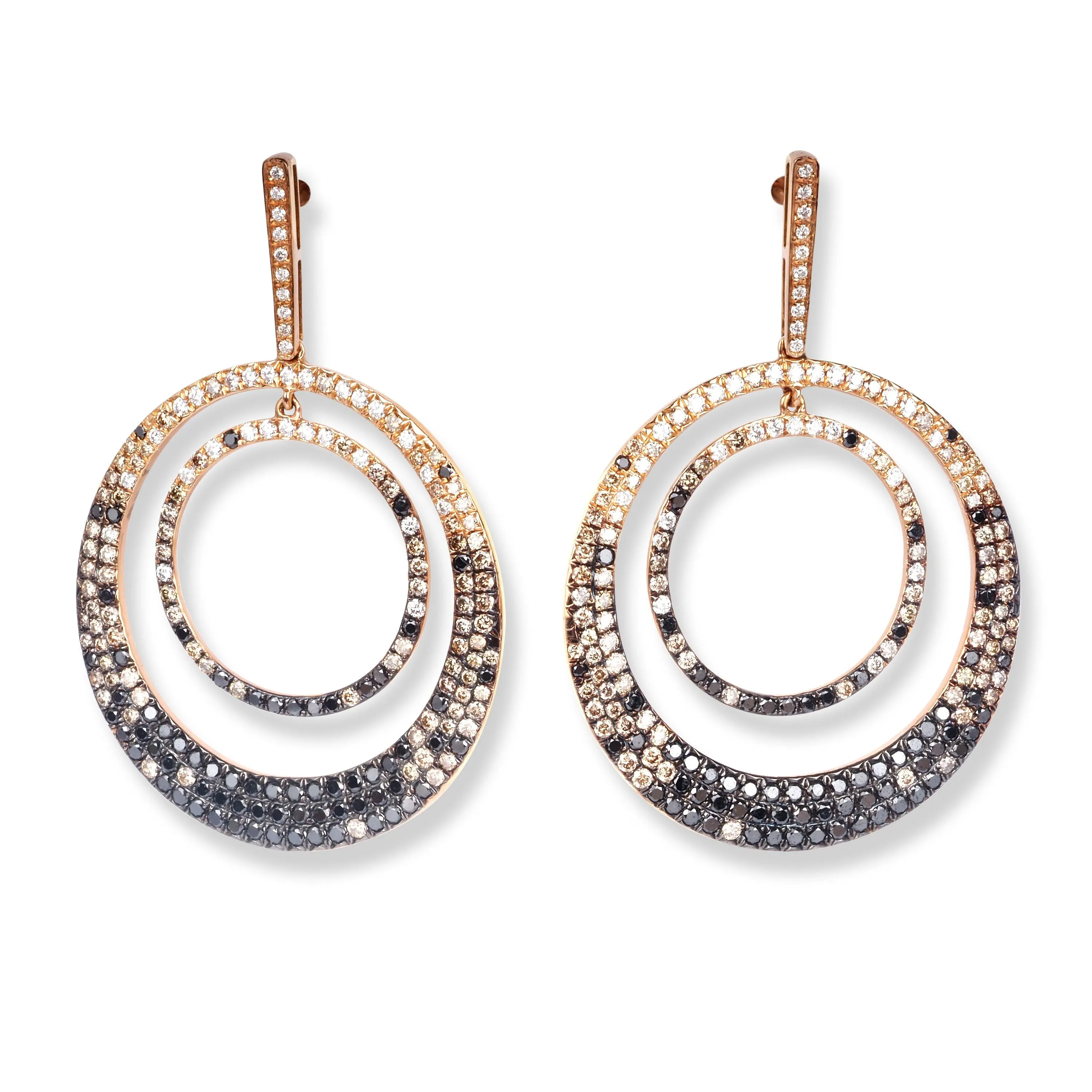 18ct Rose Gold Black, Brown & White Diamond Earrings HF04877EC-RBDB