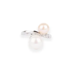 18ct White Gold Diamond & Cultured Pearl Dress Ring A-R31432-3013