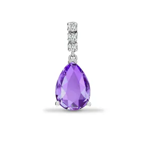 18ct White Gold Diamond And Amethyst Pendant