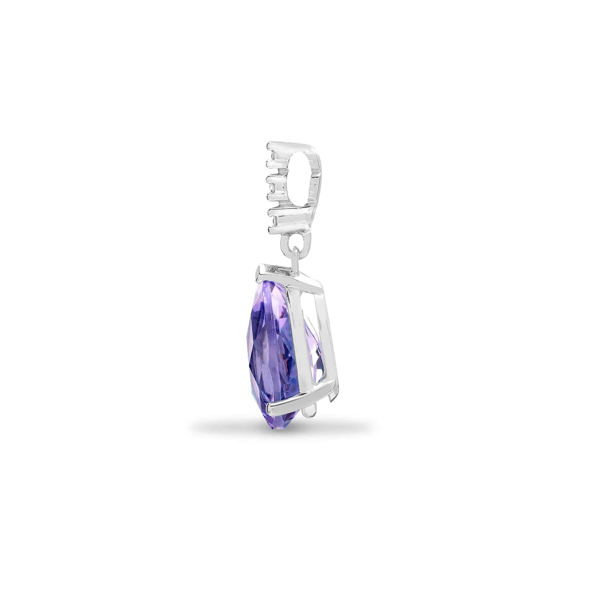 18ct White Gold Diamond And Amethyst Pendant