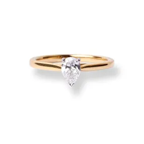 18ct Yellow Gold Pear Shaped Solitaire Diamond Ring LR-7392