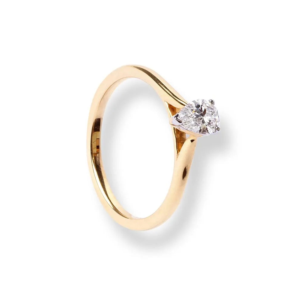 18ct Yellow Gold Pear Shaped Solitaire Diamond Ring LR-7392