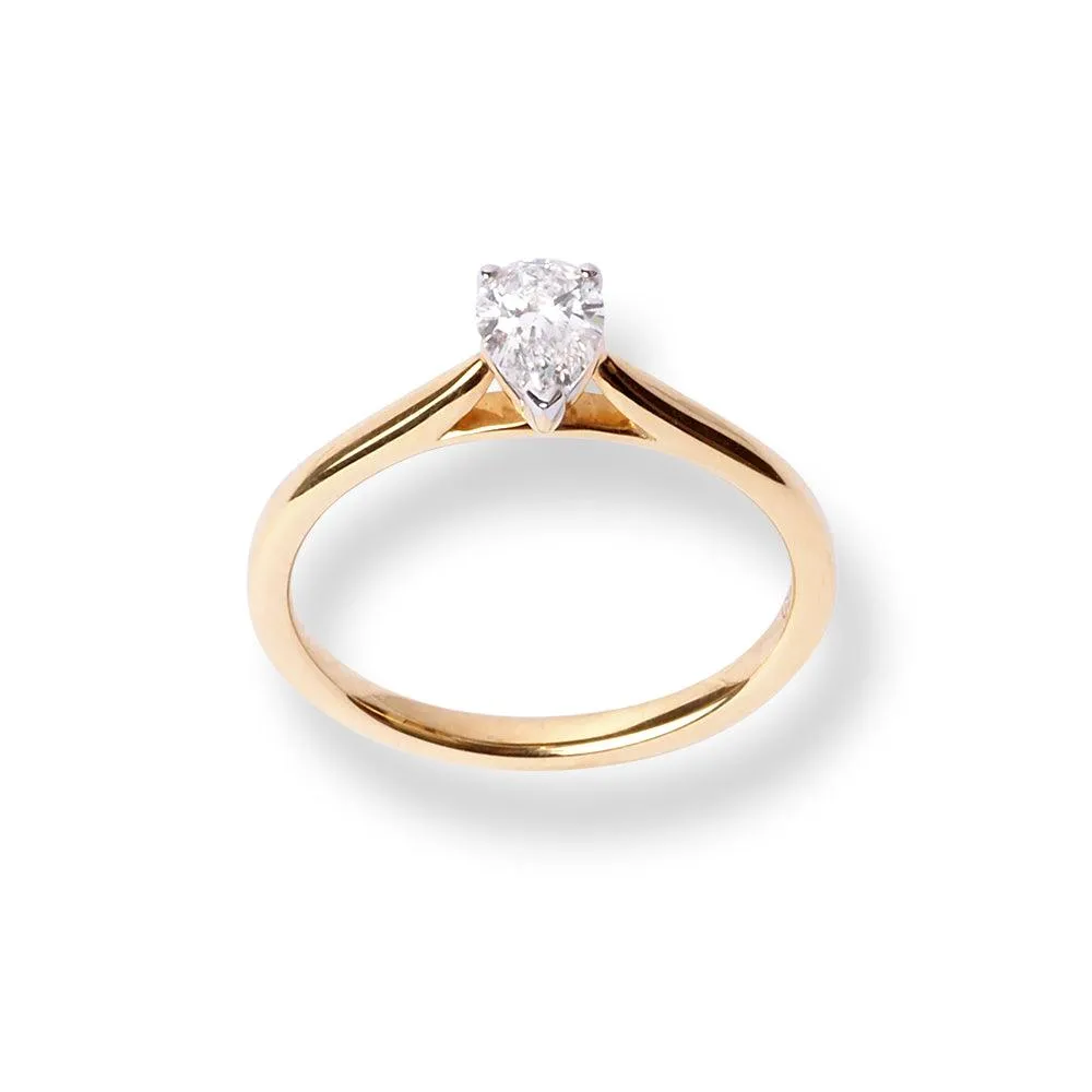 18ct Yellow Gold Pear Shaped Solitaire Diamond Ring LR-7392