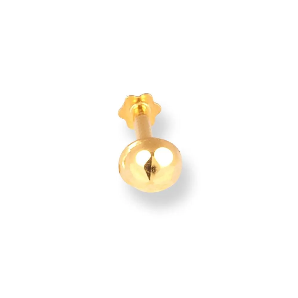 18ct Yellow Gold Screw Back Nose Stud with Diamond Cut Design NIP-6-460