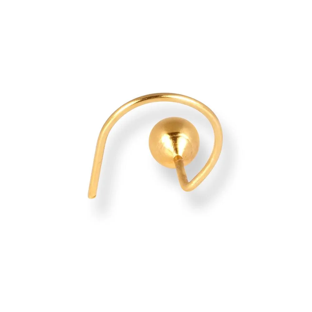 18ct Yellow Gold Wire Coil Back Nose Stud with Plain Gold Ball (2.85mm - 4.5mm) NIP-3-630