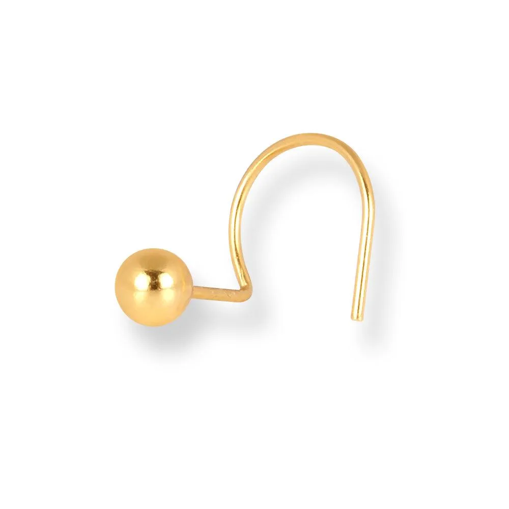 18ct Yellow Gold Wire Coil Back Nose Stud with Plain Gold Ball (2.85mm - 4.5mm) NIP-3-630