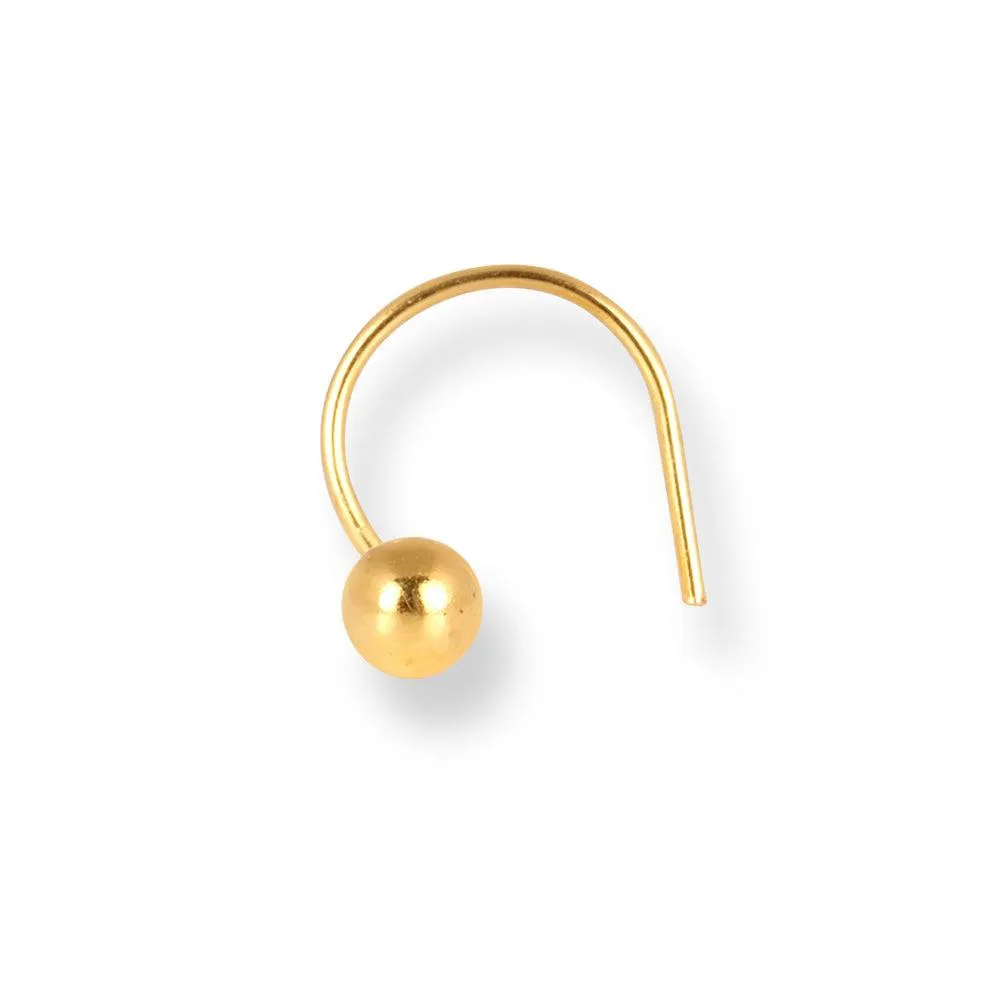 18ct Yellow Gold Wire Coil Back Nose Stud with Plain Gold Ball (2.85mm - 4.5mm) NIP-3-630