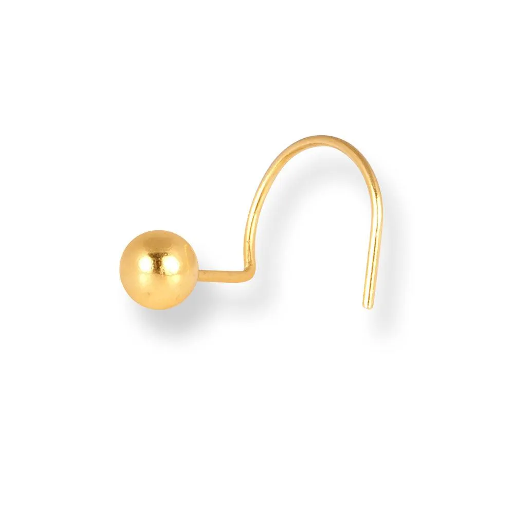 18ct Yellow Gold Wire Coil Back Nose Stud with Plain Gold Ball (2.85mm - 4.5mm) NIP-3-630