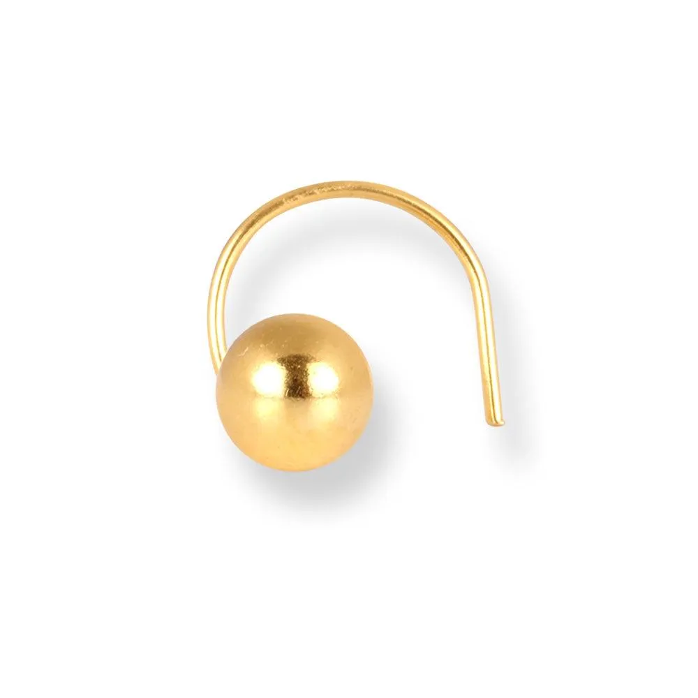 18ct Yellow Gold Wire Coil Back Nose Stud with Plain Gold Ball (2.85mm - 4.5mm) NIP-3-630