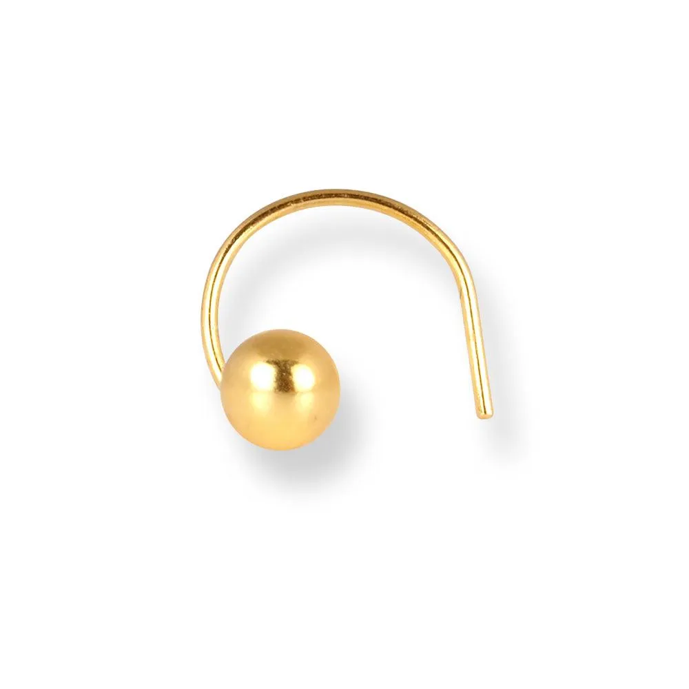 18ct Yellow Gold Wire Coil Back Nose Stud with Plain Gold Ball (2.85mm - 4.5mm) NIP-3-630