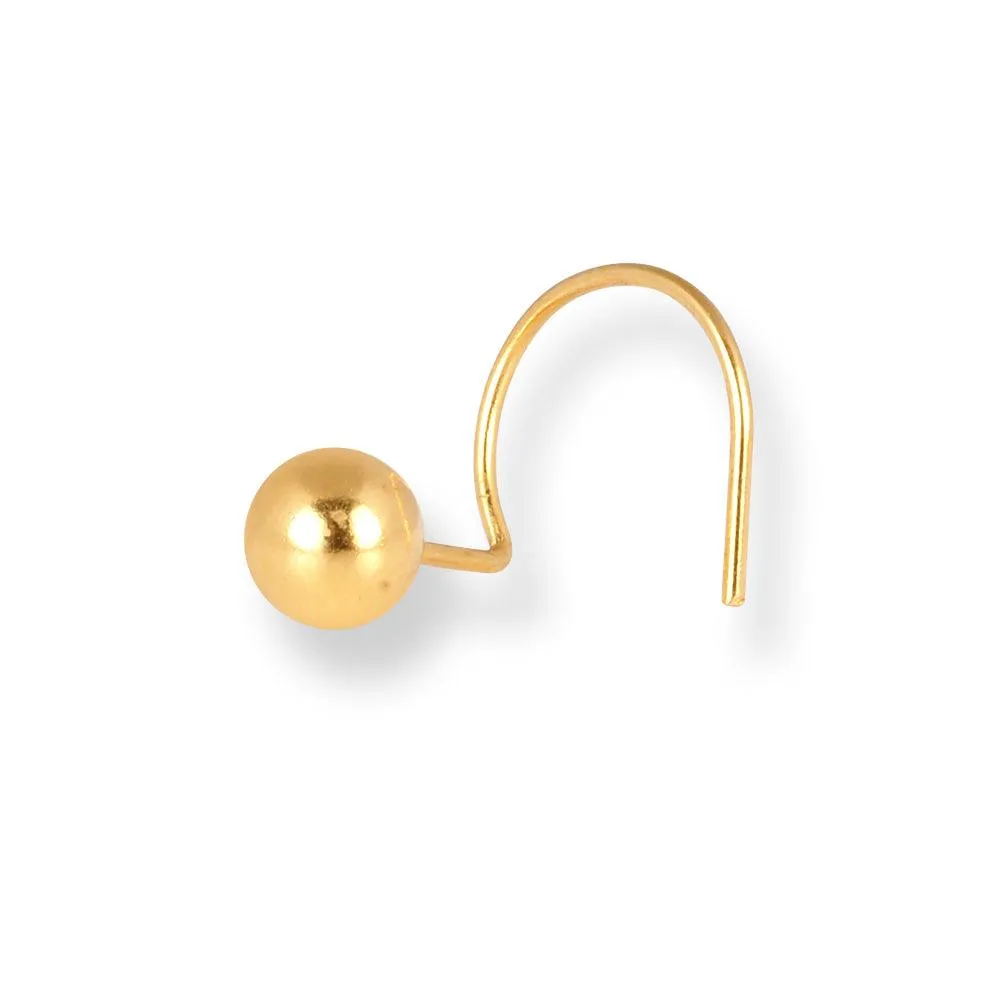 18ct Yellow Gold Wire Coil Back Nose Stud with Plain Gold Ball (2.85mm - 4.5mm) NIP-3-630