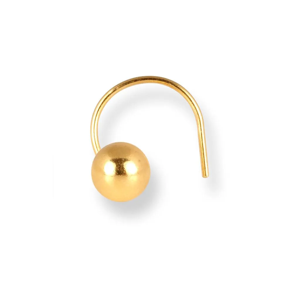 18ct Yellow Gold Wire Coil Back Nose Stud with Plain Gold Ball (2.85mm - 4.5mm) NIP-3-630