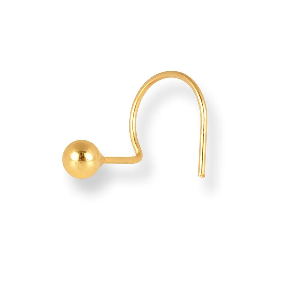 18ct Yellow Gold Wire Coil Back Nose Stud with Plain Gold Ball (2.85mm - 4.5mm) NIP-3-630