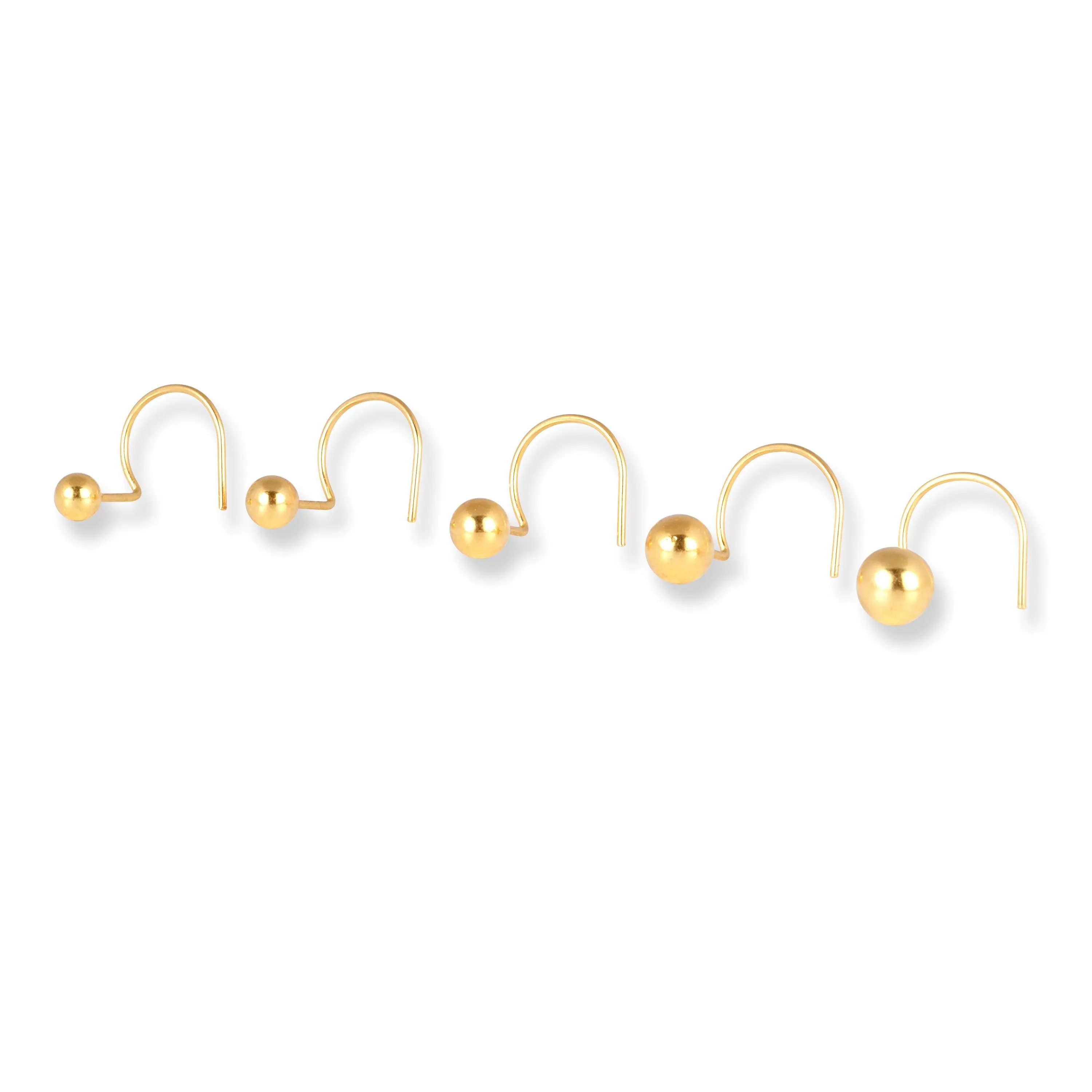 18ct Yellow Gold Wire Coil Back Nose Stud with Plain Gold Ball (2.85mm - 4.5mm) NIP-3-630