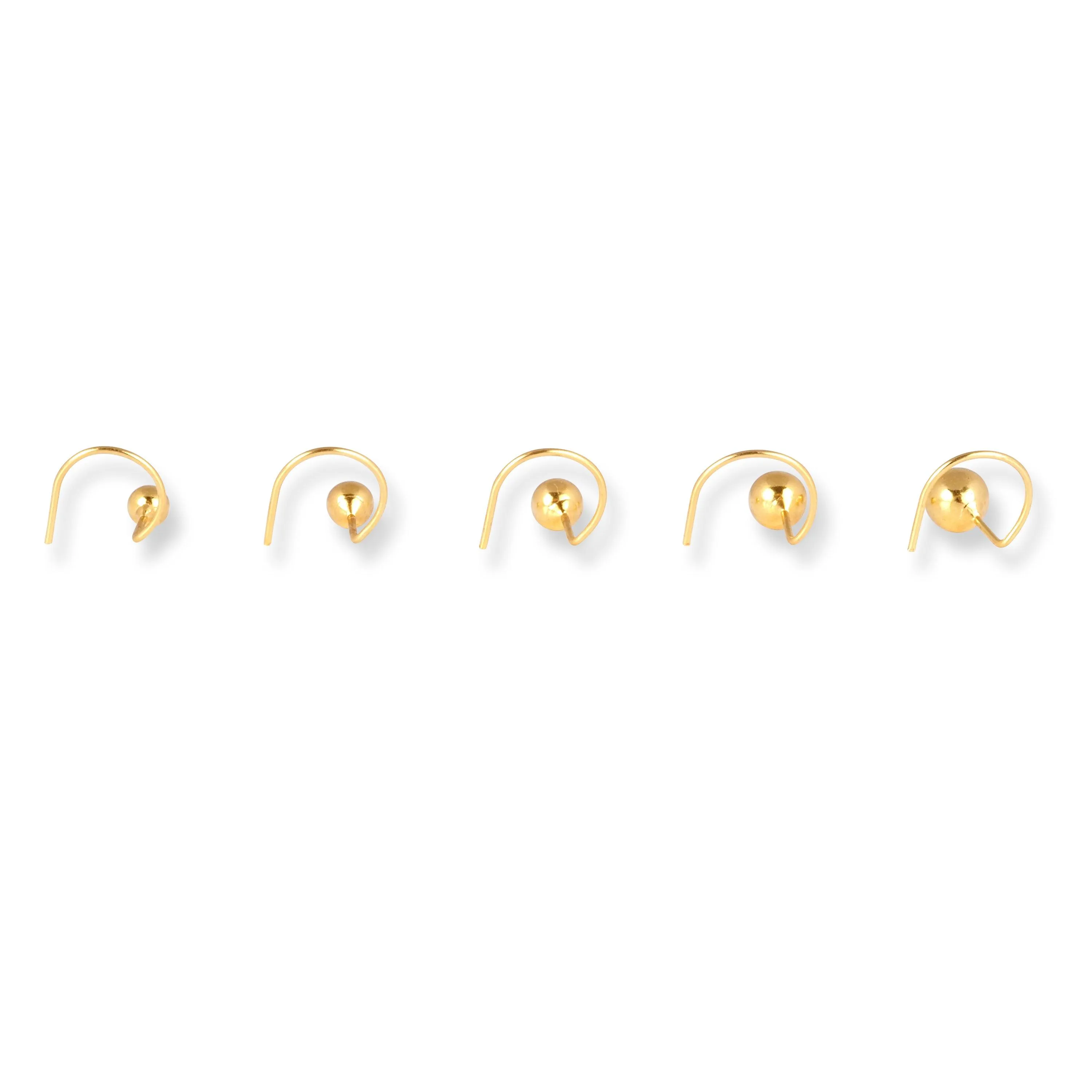 18ct Yellow Gold Wire Coil Back Nose Stud with Plain Gold Ball (2.85mm - 4.5mm) NIP-3-630