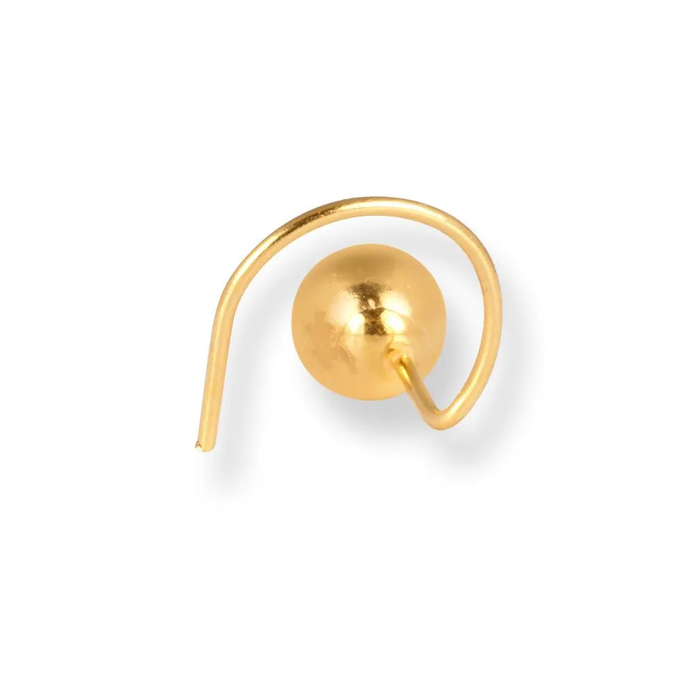 18ct Yellow Gold Wire Coil Back Nose Stud with Plain Gold Ball (2.85mm - 4.5mm) NIP-3-630