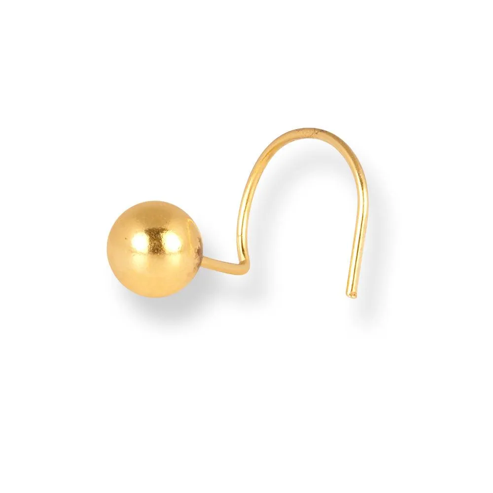 18ct Yellow Gold Wire Coil Back Nose Stud with Plain Gold Ball (2.85mm - 4.5mm) NIP-3-630