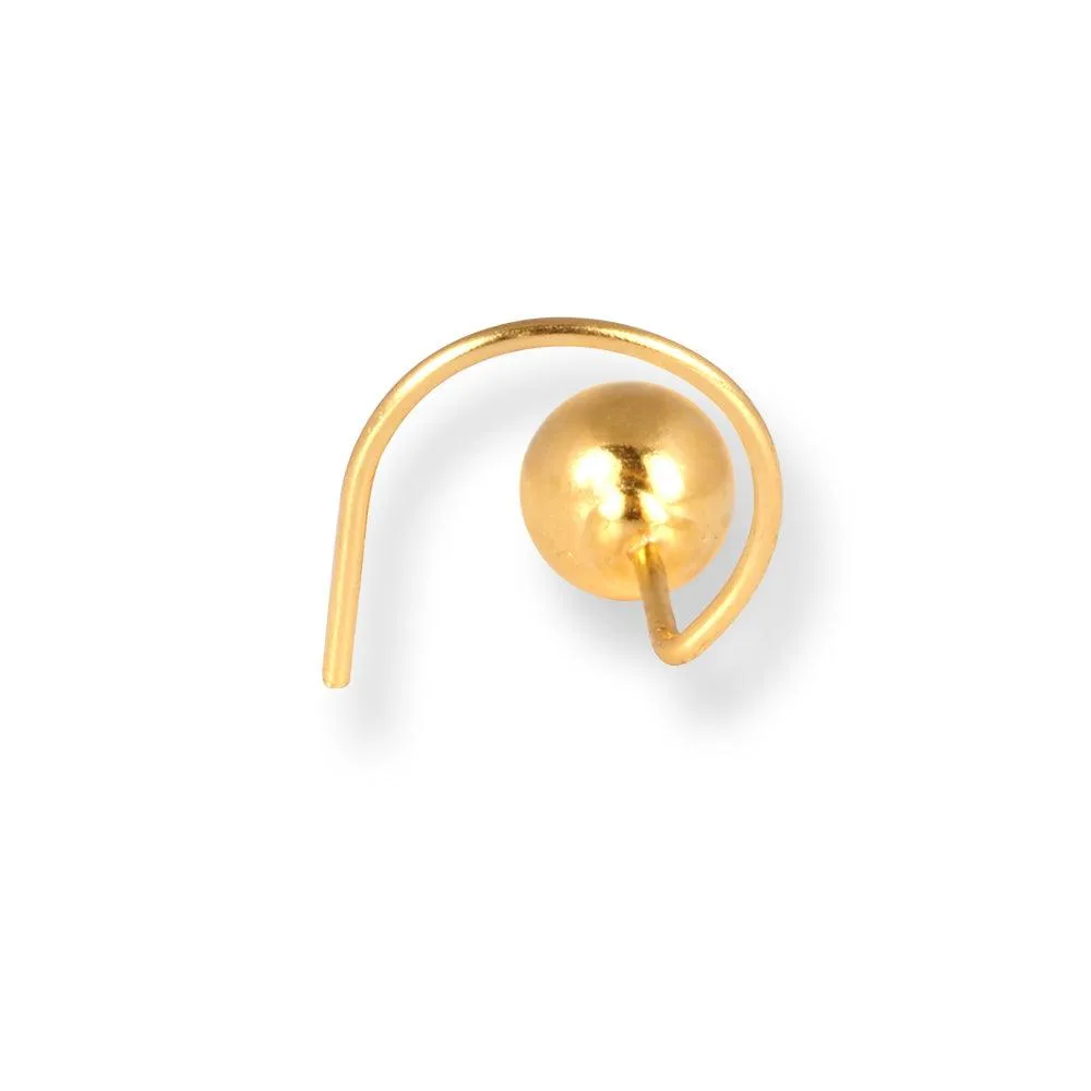 18ct Yellow Gold Wire Coil Back Nose Stud with Plain Gold Ball (2.85mm - 4.5mm) NIP-3-630