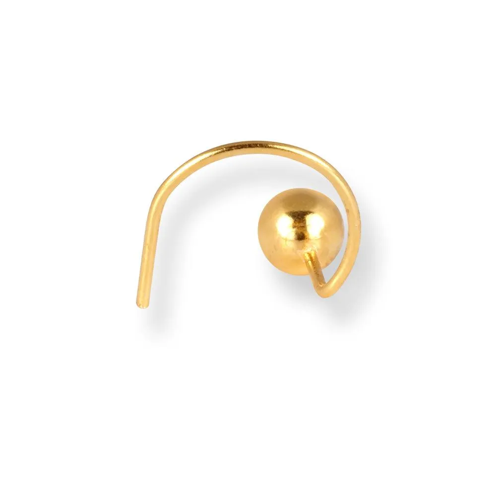 18ct Yellow Gold Wire Coil Back Nose Stud with Plain Gold Ball (2.85mm - 4.5mm) NIP-3-630