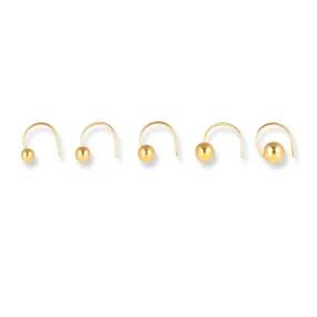 18ct Yellow Gold Wire Coil Back Nose Stud with Plain Gold Ball (2.85mm - 4.5mm) NIP-3-630