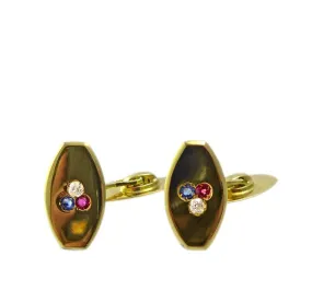 1920s Austrian Ruby, Sapphire & Diamond Cufflinks