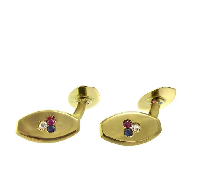 1920s Austrian Ruby, Sapphire & Diamond Cufflinks