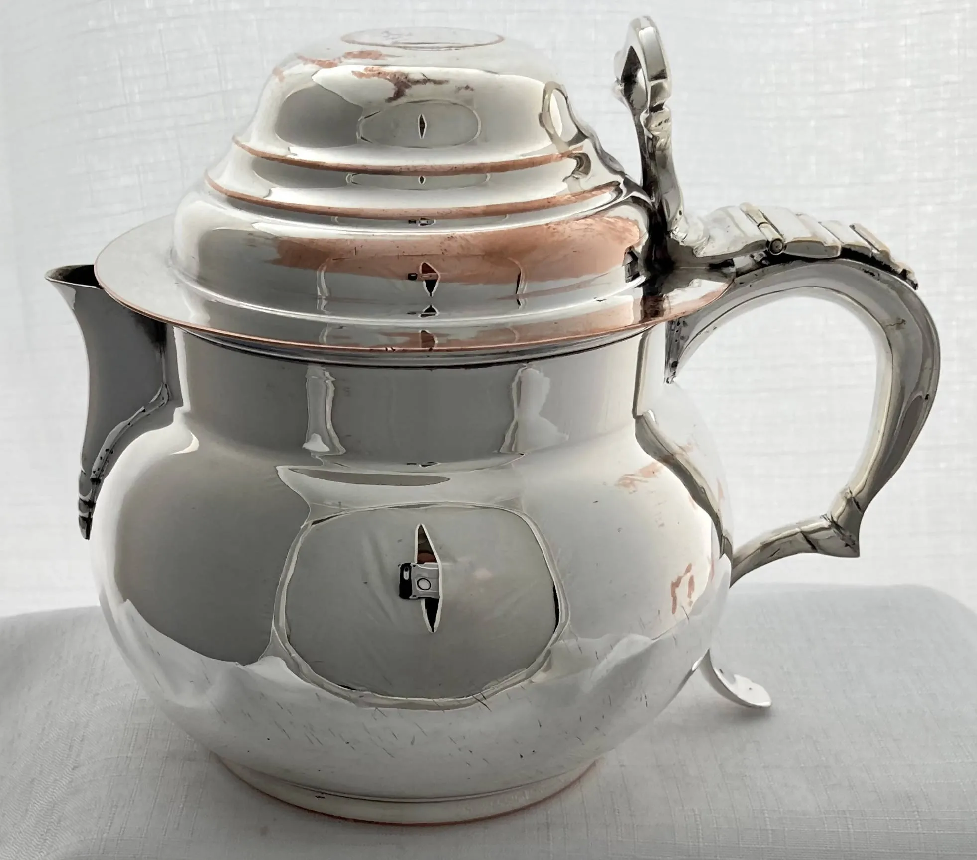 19th Century Silver Plate on Copper Ale Jug with 1770 Halfpenny Coin Inset.