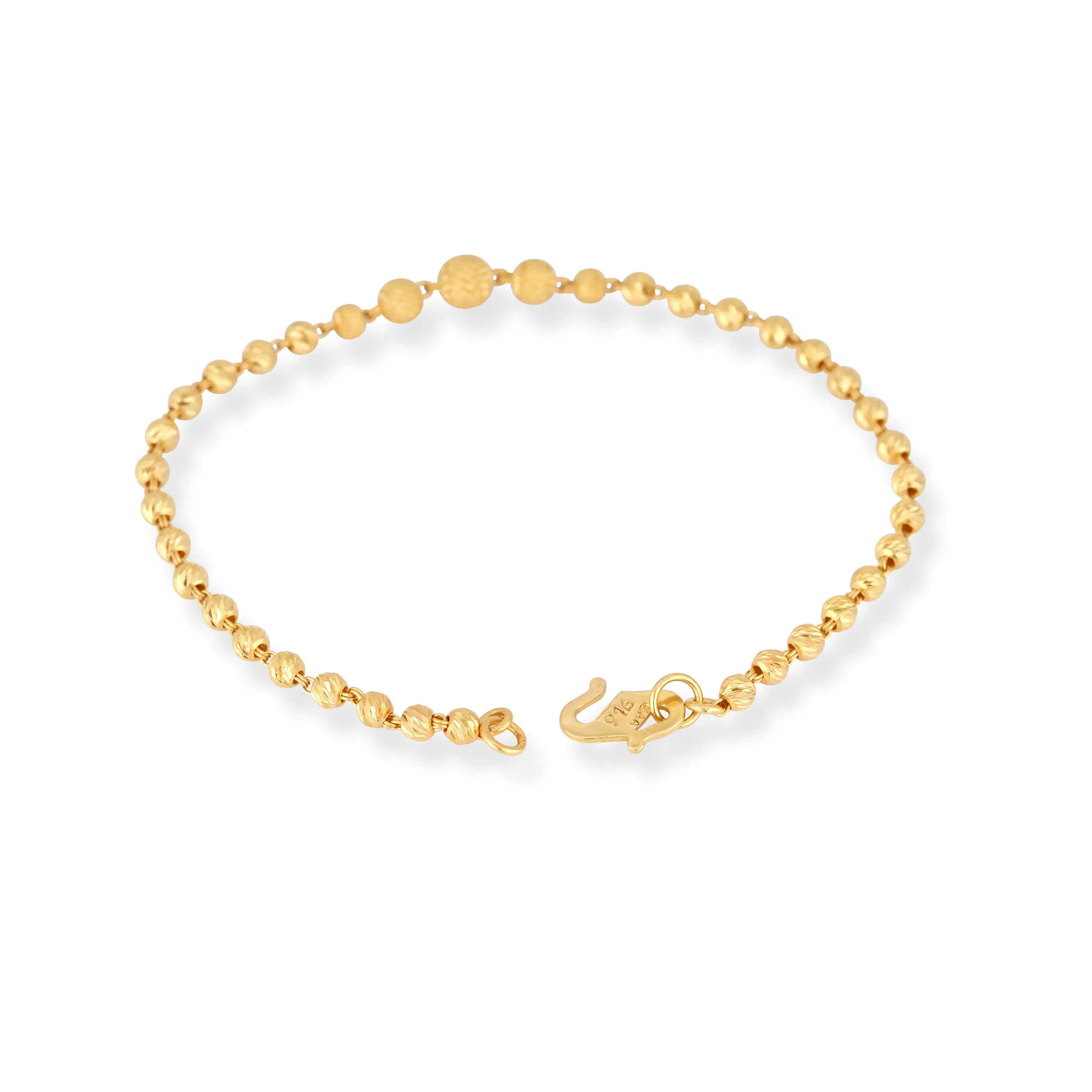 22ct Gold Bracelet with Diamond Cut Beads and S Clasp.