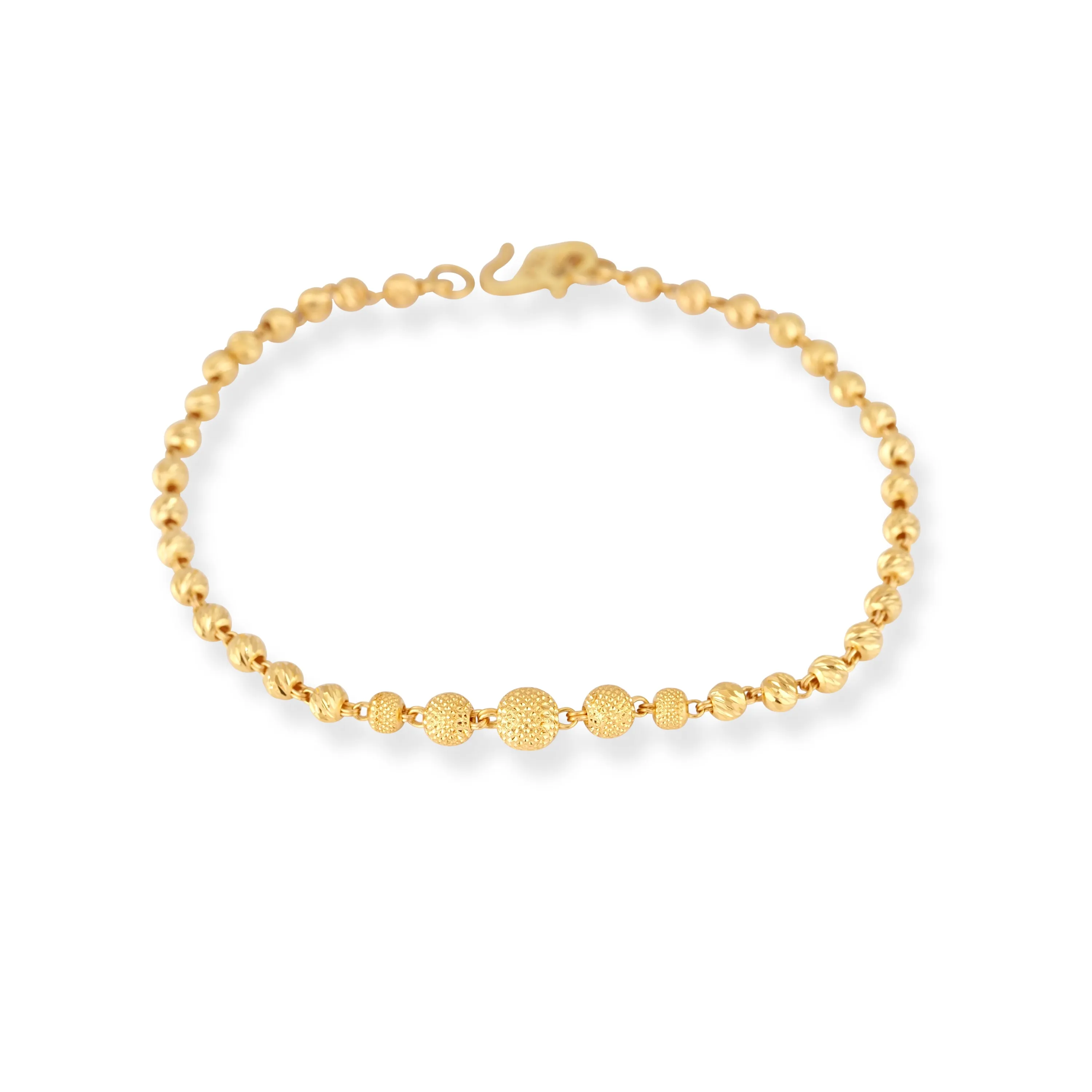 22ct Gold Bracelet with Diamond Cut Beads and S Clasp.