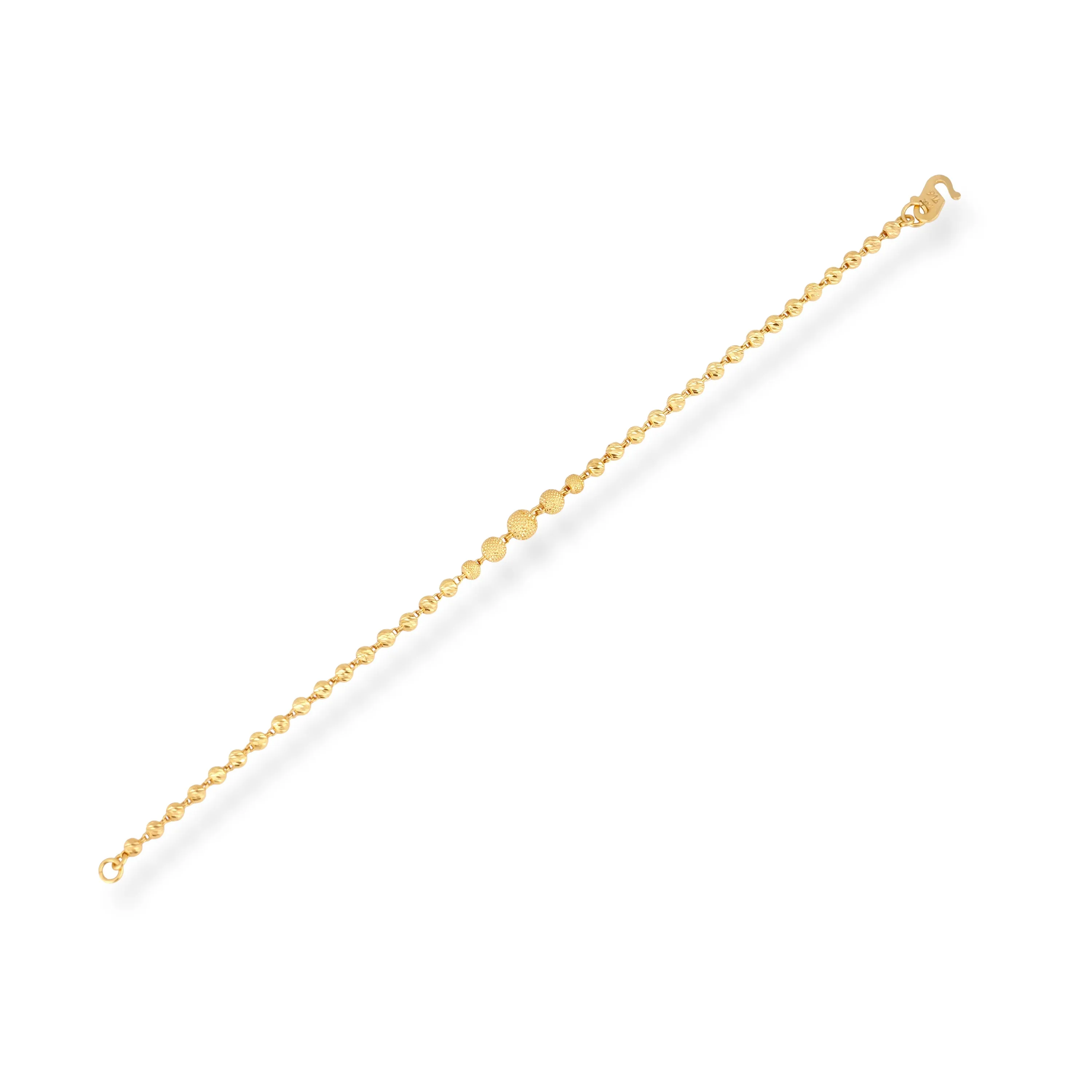 22ct Gold Bracelet with Diamond Cut Beads and S Clasp.