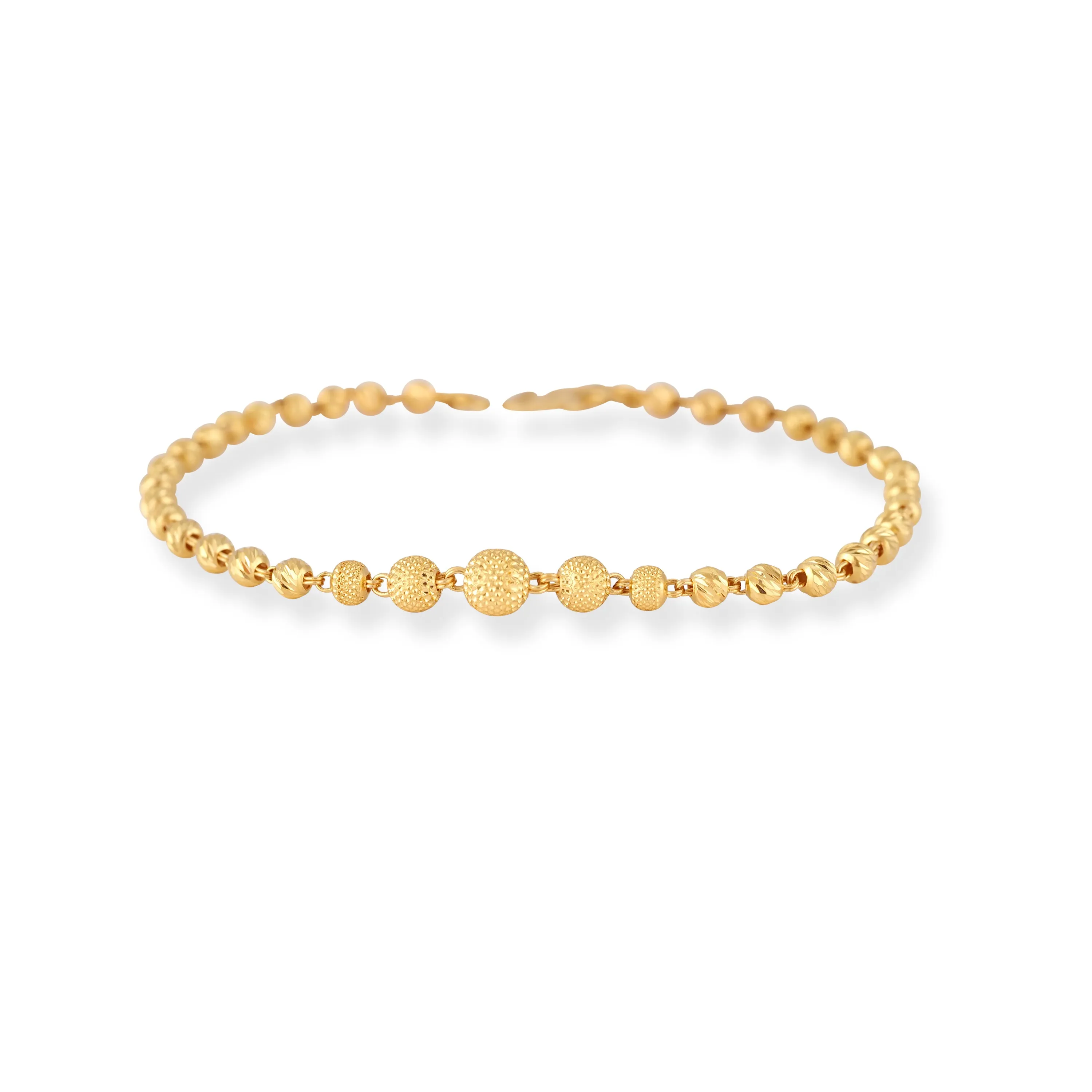 22ct Gold Bracelet with Diamond Cut Beads and S Clasp.