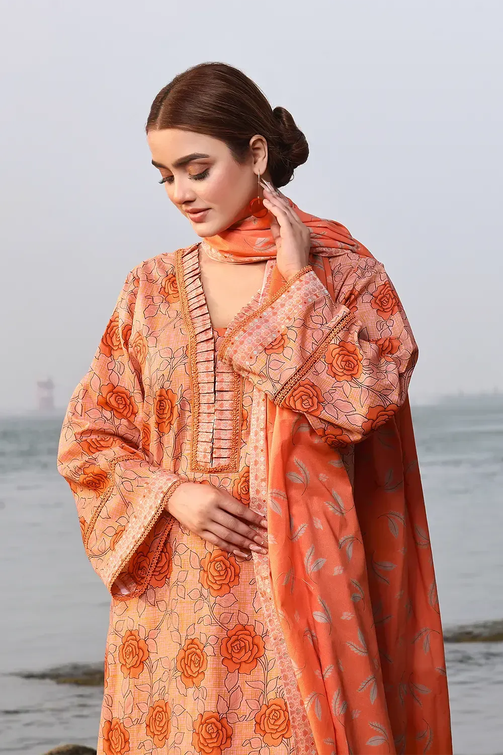 3PC Printed Unstitched Lawn Suit KLA-2403