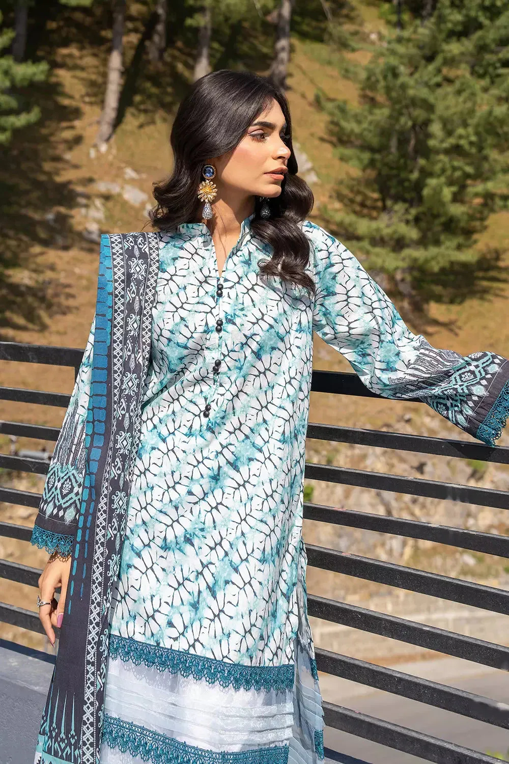 3PC Printed Unstitched Lawn Suit KLA-2806