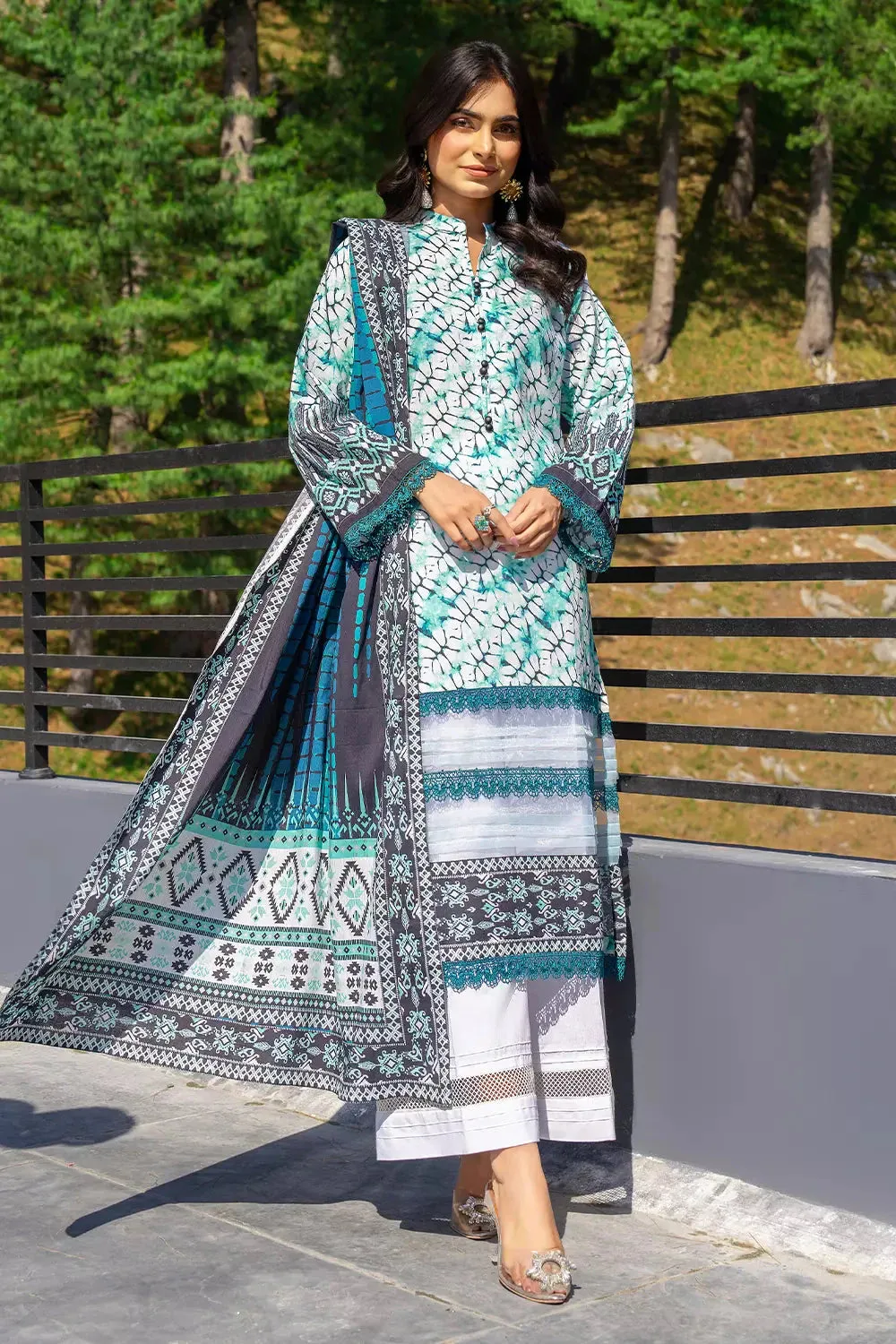 3PC Printed Unstitched Lawn Suit KLA-2806