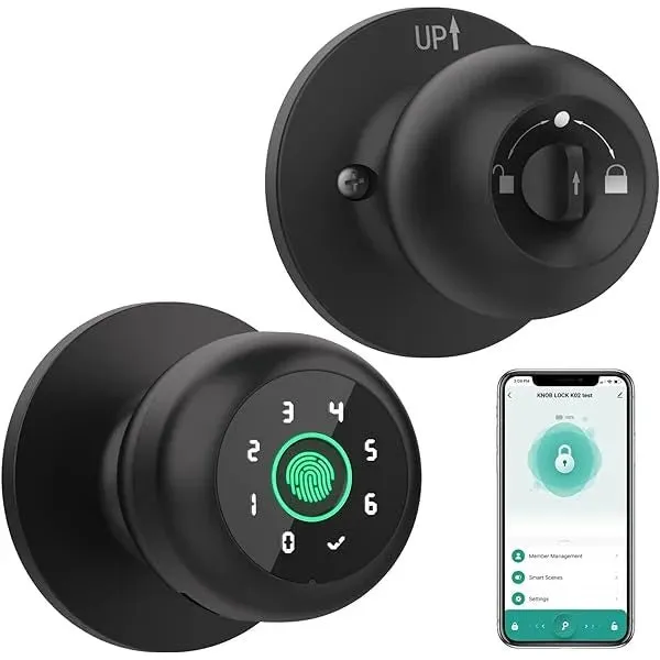 4-in-1 Smart Fingerprint Door Knob with Keypad, Biometric & App Control, Keyless Entry for Home GHomeSmart® K10PRO