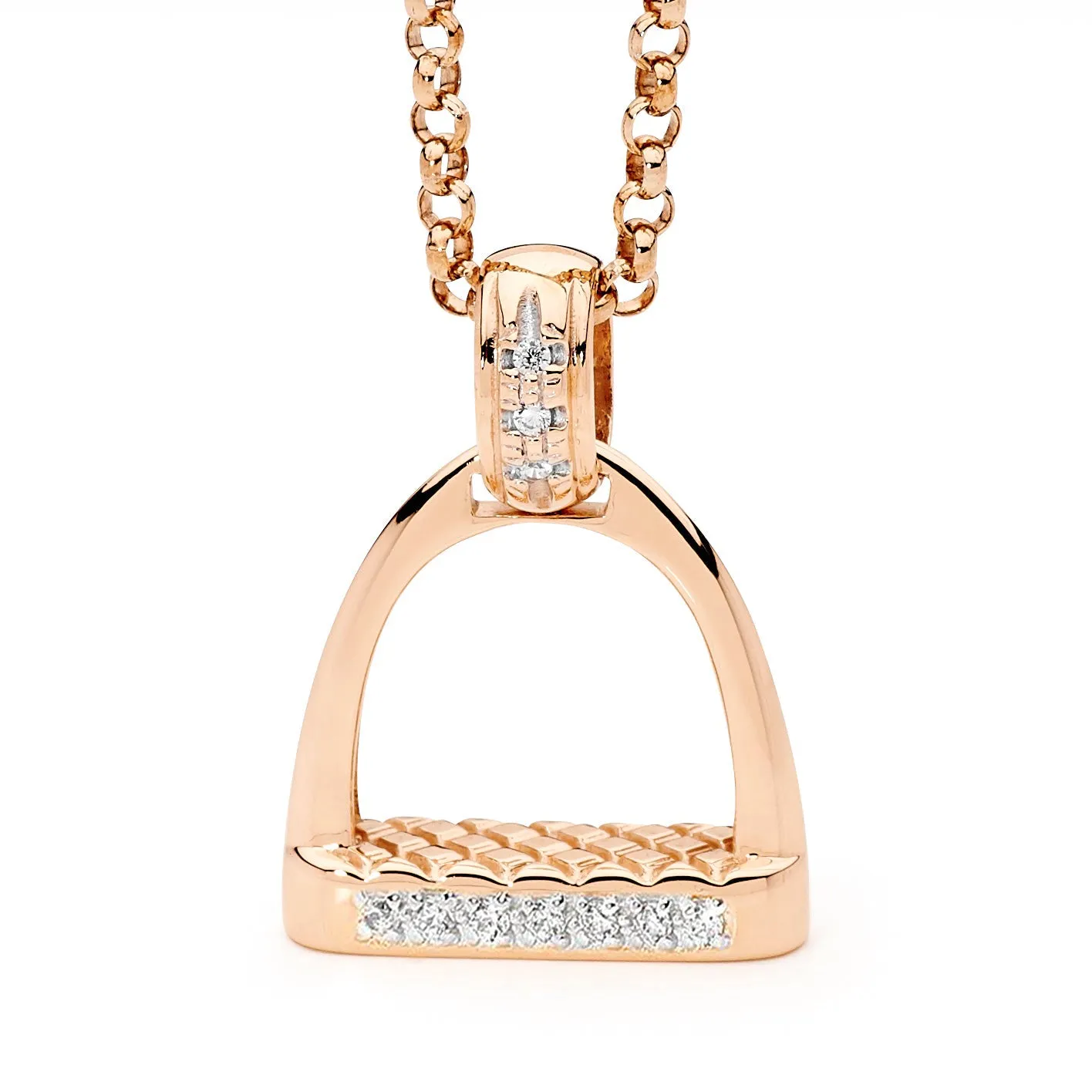 9ct Rose Gold Medium Diamond Set Stirrup and Bale Pendant