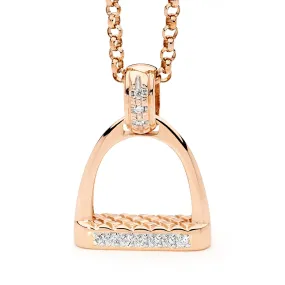 9ct Rose Gold Medium Diamond Set Stirrup and Bale Pendant