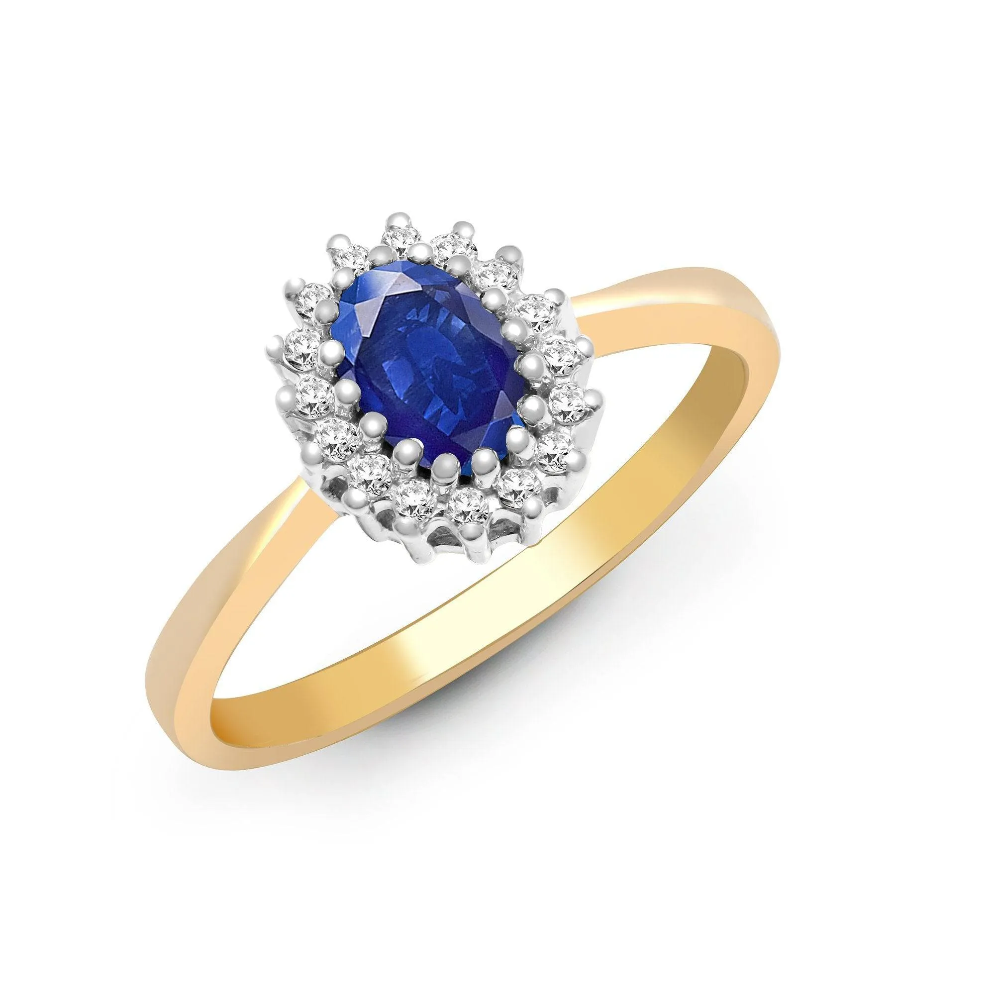 9ct Yellow Gold Diamond And Blue Topaz Ring