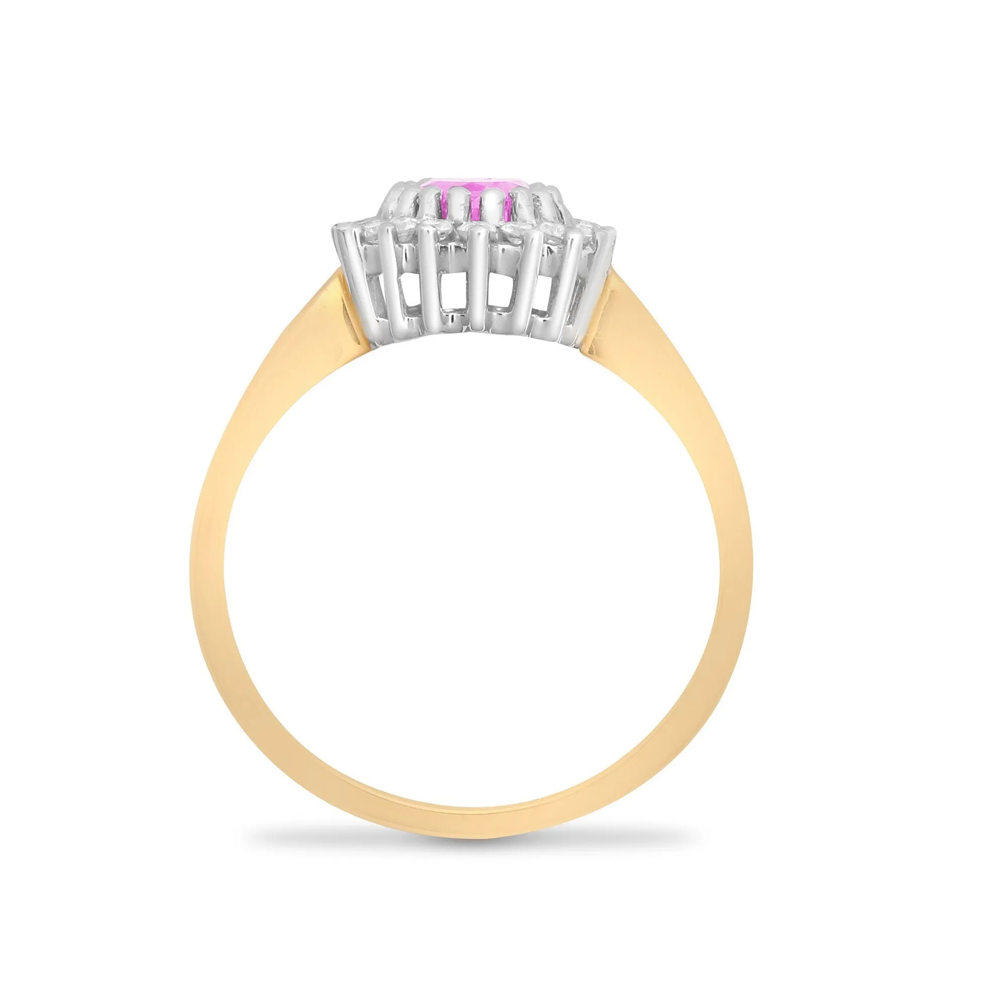 9ct Yellow Gold Diamond And Pink Sapphire Ring