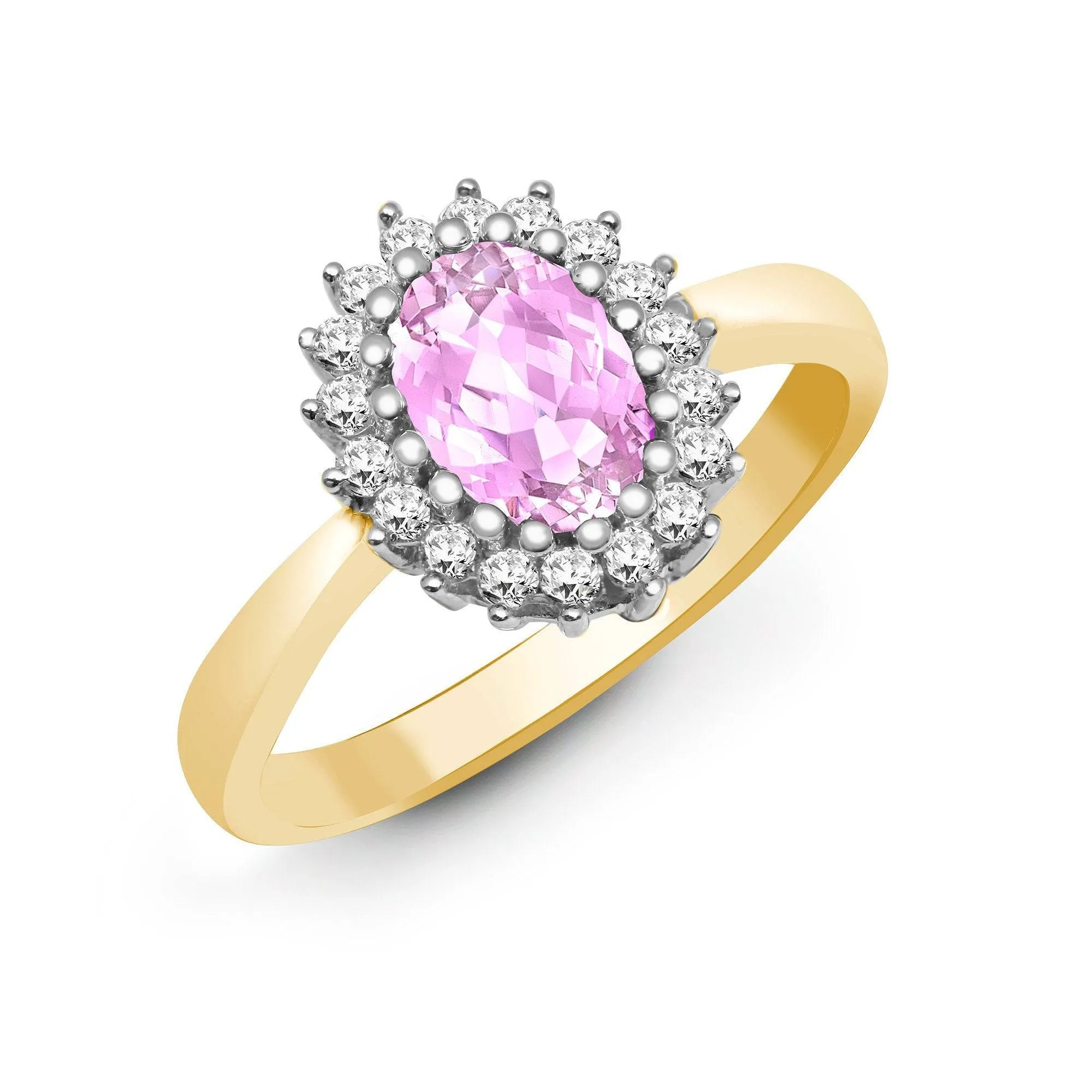 9ct Yellow Gold Diamond And Pink Sapphire Ring