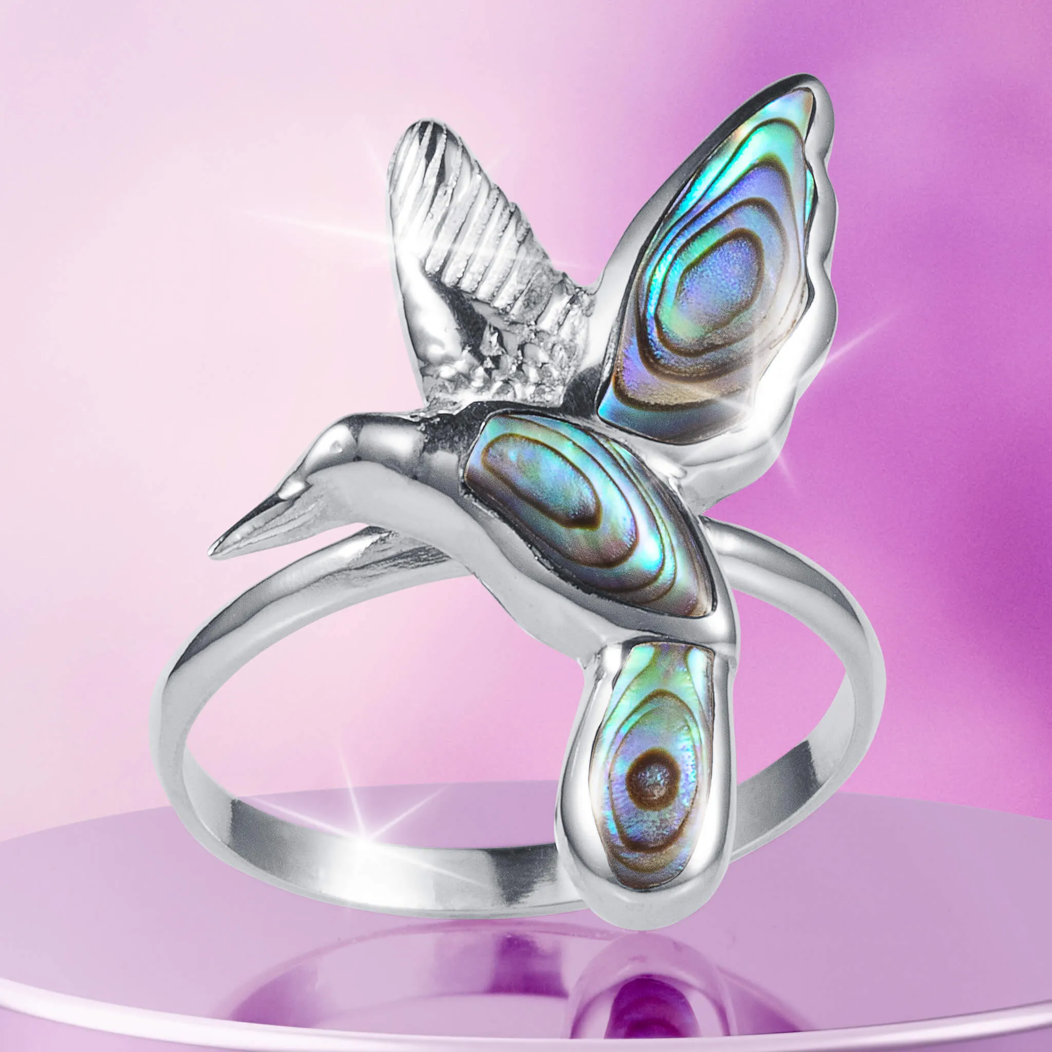 Abalone Hummingbird Ring