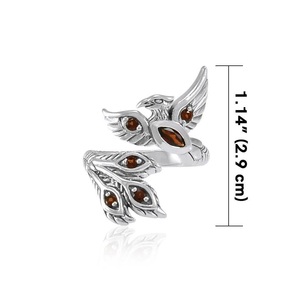 Alighting breakthrough of the Mythical Phoenix Silver Ring with Gems TRI1835